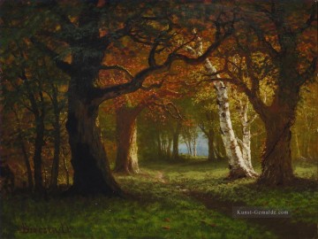 Gehölz Werke - FOREST NEAR SARATOGA Amerikanische Albert Bierstadt Bäume Landschaft